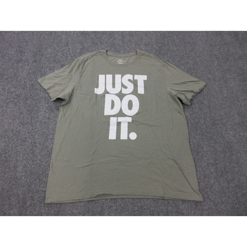 Nike Shirt Mens XL Green Just Do It Slogan Graphic The Nike Tee Tagless Athletic